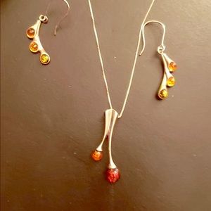 Sterling silver necklace and earrings